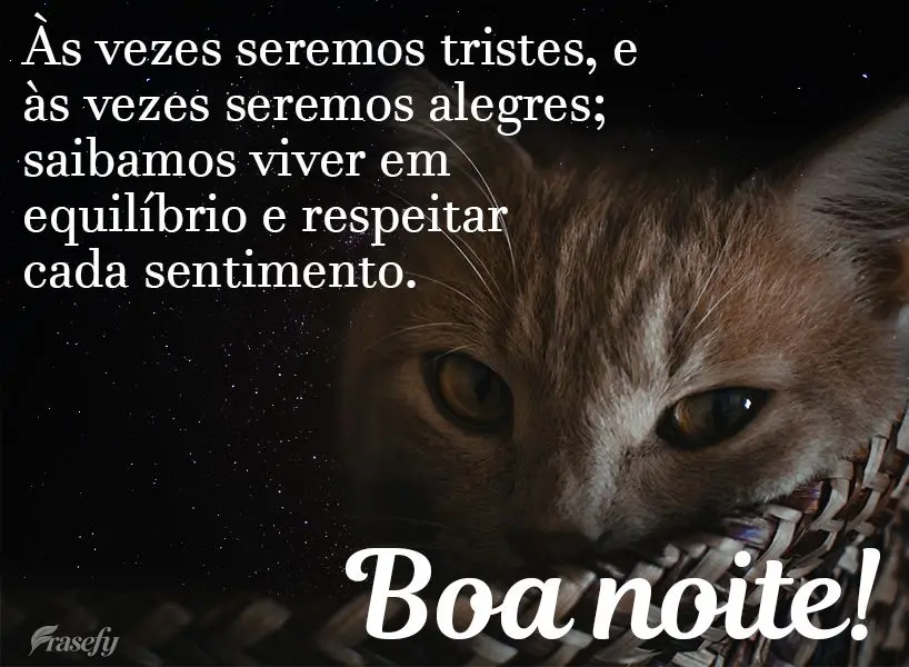As vezes seremos tristes, as vezes seremos alegres; saibamos viver em equilíbrio e respeitar cada sentimento. Boa noite! 