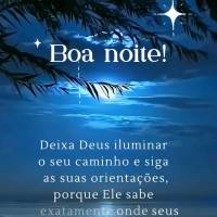 Deixa Deus iluminar o seu caminho e siga as suas orientações, porque Ele sabe exatamente onde seus passos irão te levar. Boa noite!