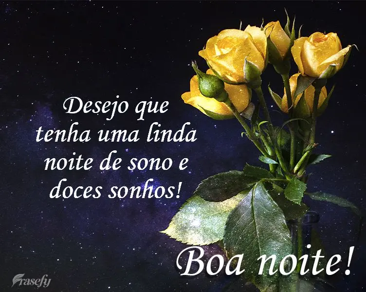 Desejo que tenha uma linda noite de sono e doces sonhos! 
 Boa noite!