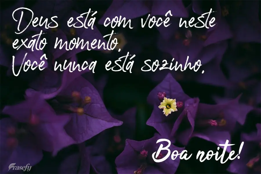 Deus está com você neste exato momento. Você nunca está sozinho.  Boa Noite!
