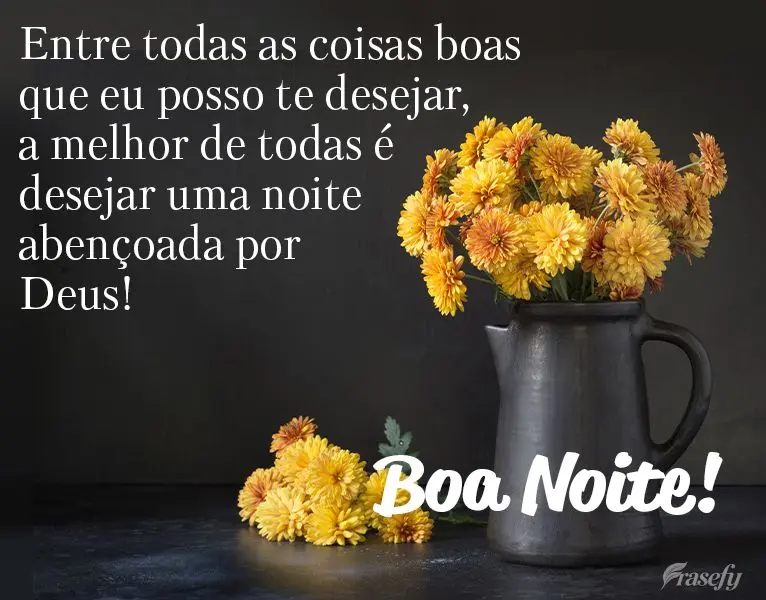 Entre todas as coisas boas que posso te desejar, a melhor de todas é desejar uma noite abençoada por Deus! 
 Boa Noite!
