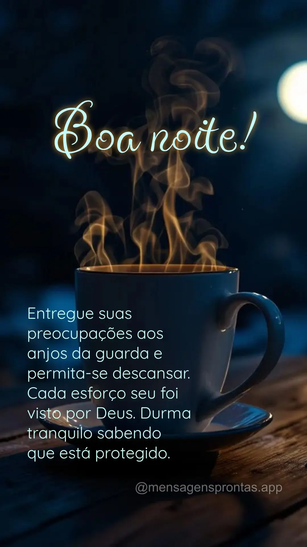 Entregue suas preocupações aos anjos da guarda e permita-se descansar. Cada esforço seu foi visto por Deus. Durma tranquilo sabendo que está protegid...