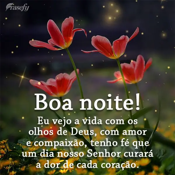 Eu vejo a vida com os olhos de Deus, com amor e compaixão, tenho fé que um dia nosso Senhor curará a dor de cada coração. Boa noite!