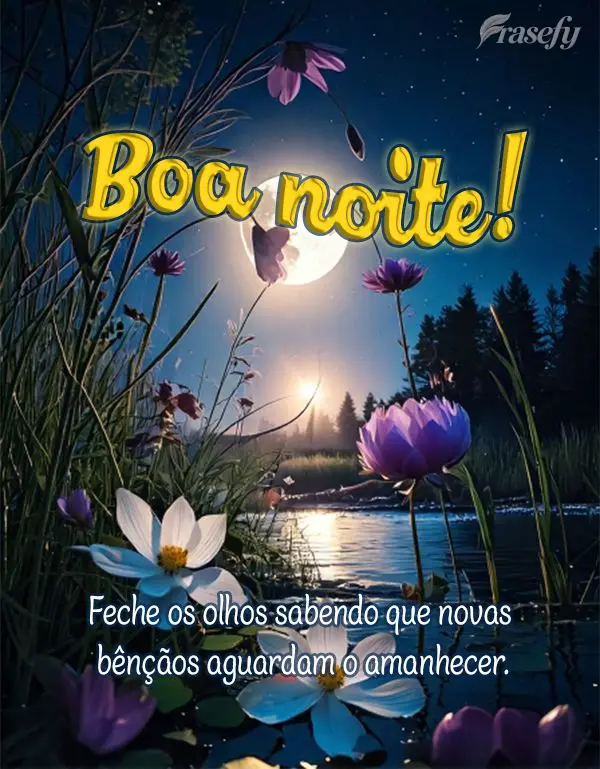 Feche os olhos sabendo que novas bênçãos aguardam o amanhecer. Boa noite!
