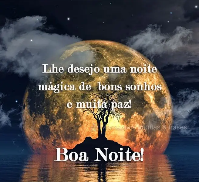 Lhe desejo uma noite mágica de  bons sonhos e muita paz! 
 Boa Noite!