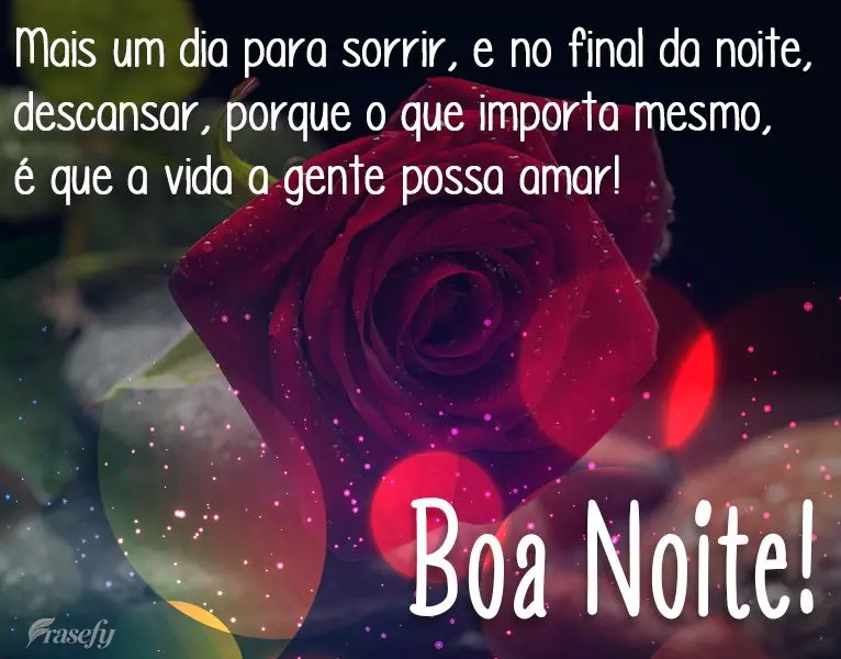 Mais um dia para sorrir e no final da noite descansar, porque o que importa mesmo, é que a vida a gente possa amar!  Boa Noite!