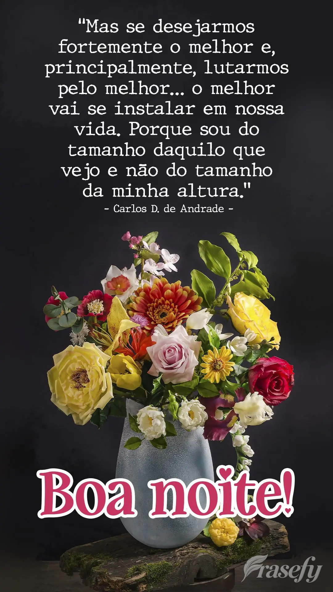 "Mas se desejarmos fortemente o melhor e, principalmente, lutarmos pelo melhor, o melhor vai se instalar em nossa vida. Porque sou do tamanho daquilo que...