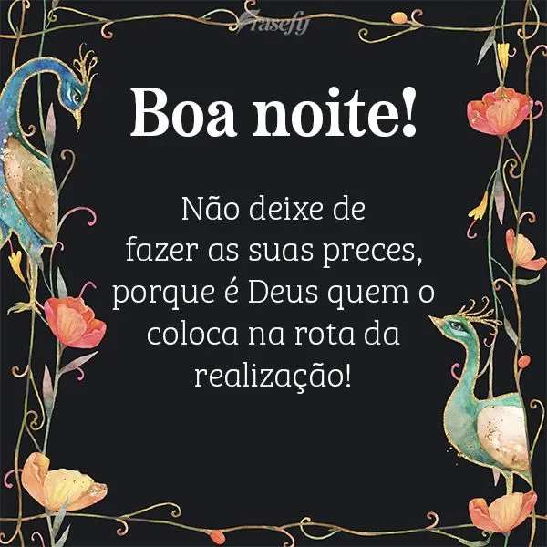 Não deixe de fazer as suas preces, porque é Deus quem o coloca na rota da realização. Boa noite!