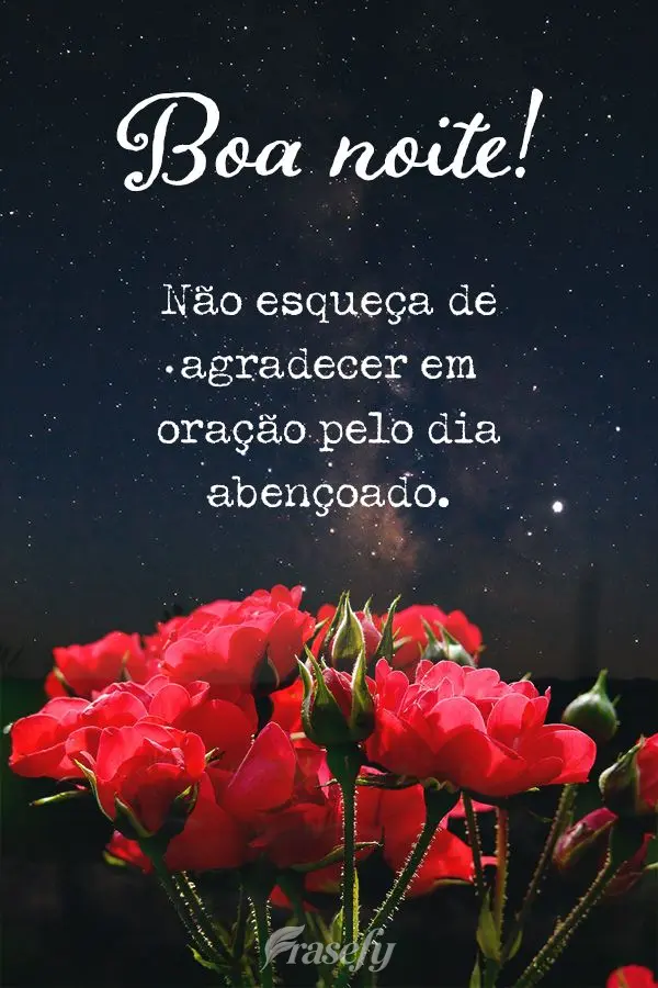 Não esqueça de agradecer em oração pelo dia abençoado. Boa noite! 