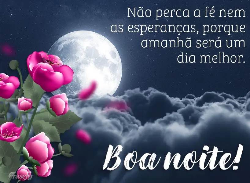 Não perca a fé nem as esperanças, porque amanhã será um dia melhor. Boa noite!