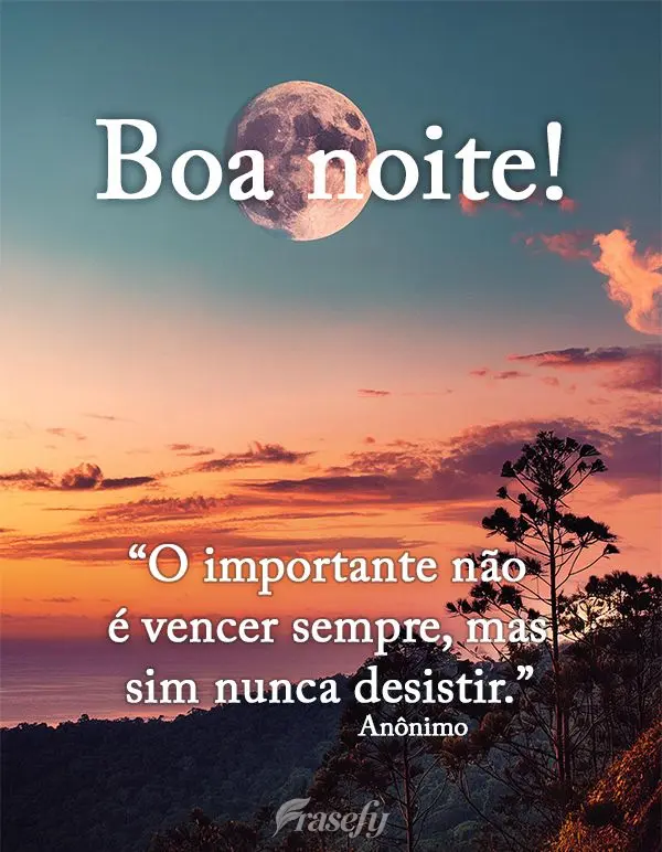 "O importante não é vencer sempre, mas sim nunca desistir." Boa noite! Anônimo