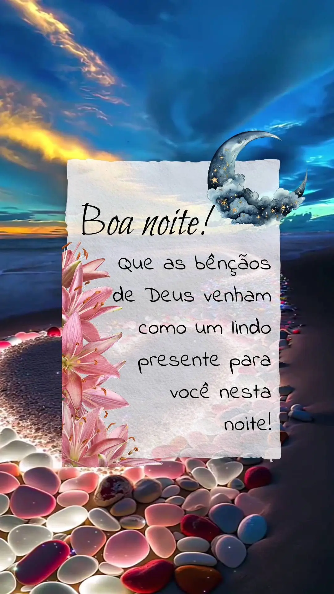 Que as bênçãos de Deus venham como um lindo presente para você nesta  noite! Boa noite