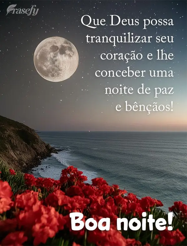 Que Deus possa tranquilizar seu coração e lhe conceber uma noite de paz e bênçãos! Boa noite!