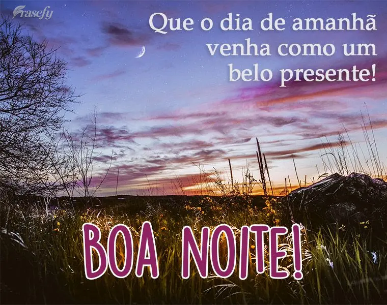 Que o dia de amanhã venha como um belo presente!  Boa noite!