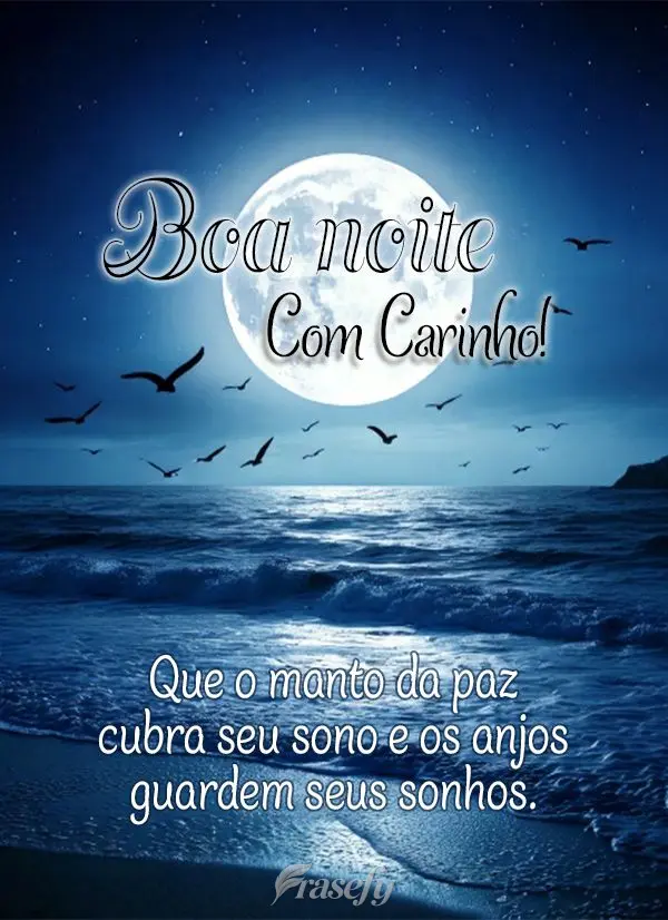 Que o manto da paz cubra seu sono e os anjos guardem seus sonhos.  Boa noite com carinho!