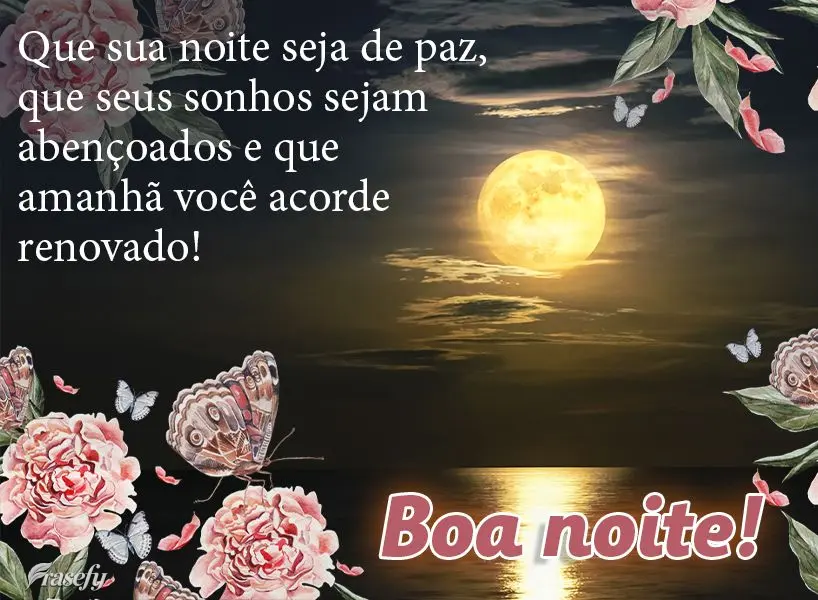 Que sua noite seja de paz, que seus sonhos sejam abençoados e que amanhã você acorde renovado! Boa noite!