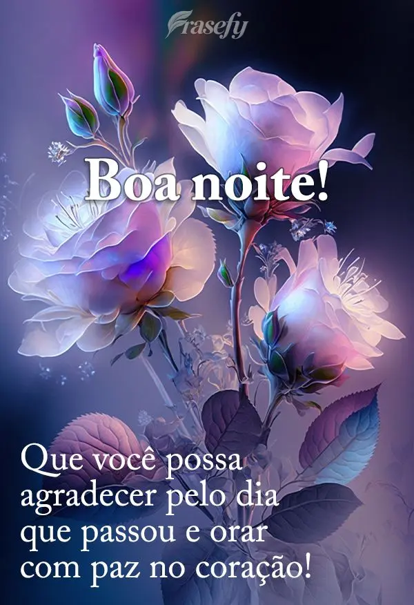 Que você possa agradecer pelo dia que passou e orar com paz no coração! Boa noite!