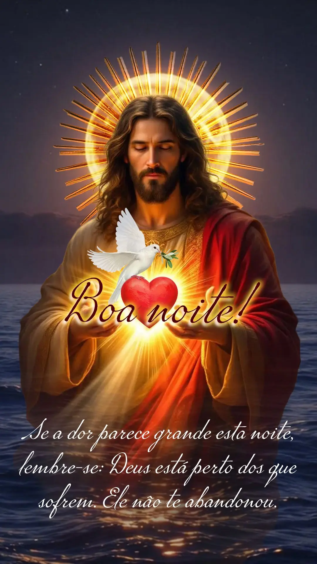 Boa noite. Se a dor parece grande esta noite, lembre-se: Deus está perto dos que sofrem. Ele não te abandonou. 🌙🙏