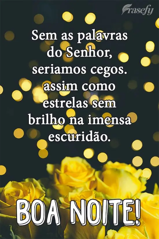 Sem as palavras do Senhor seríamos cegos, assim como estrelas sem brilho na imensa escuridão. 
 Boa Noite!