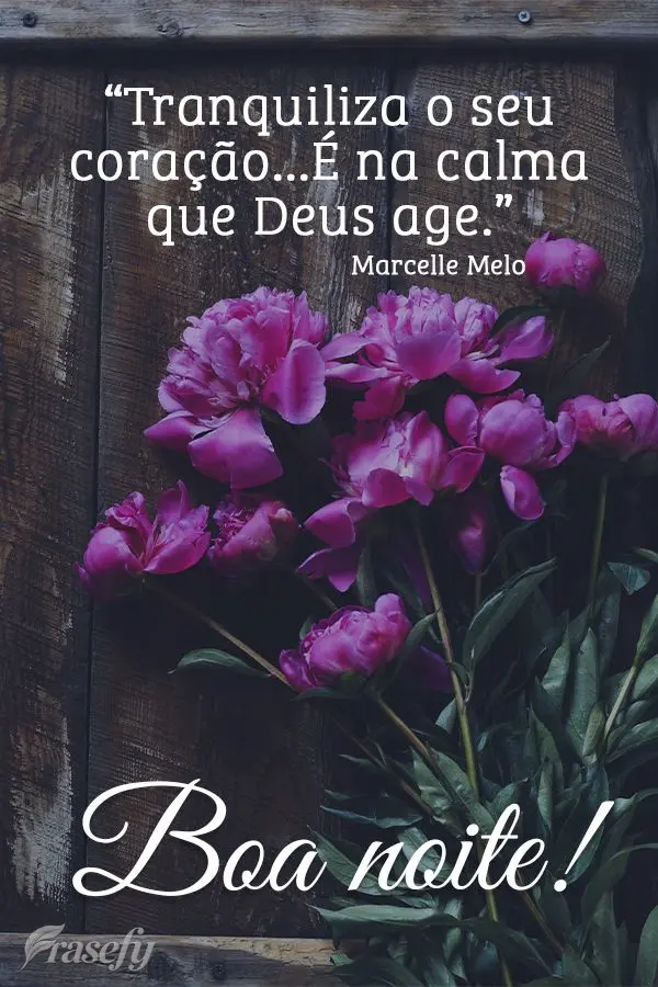 “Tranquiliza o seu coração...É na calma que Deus age.” Boa noite! Marcelle Melo