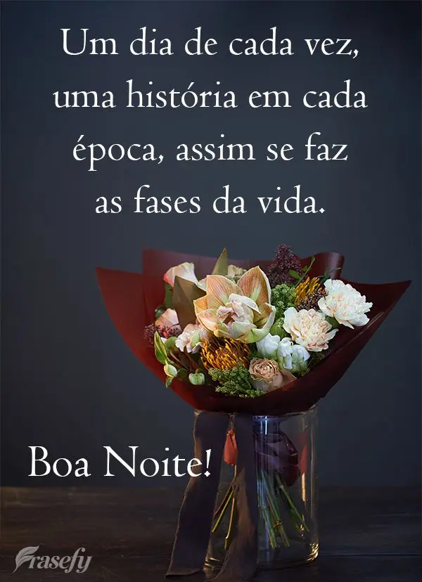 Um dia de cada vez, uma história em cada época, assim se faz as fases da vida. 
 Boa Noite! 