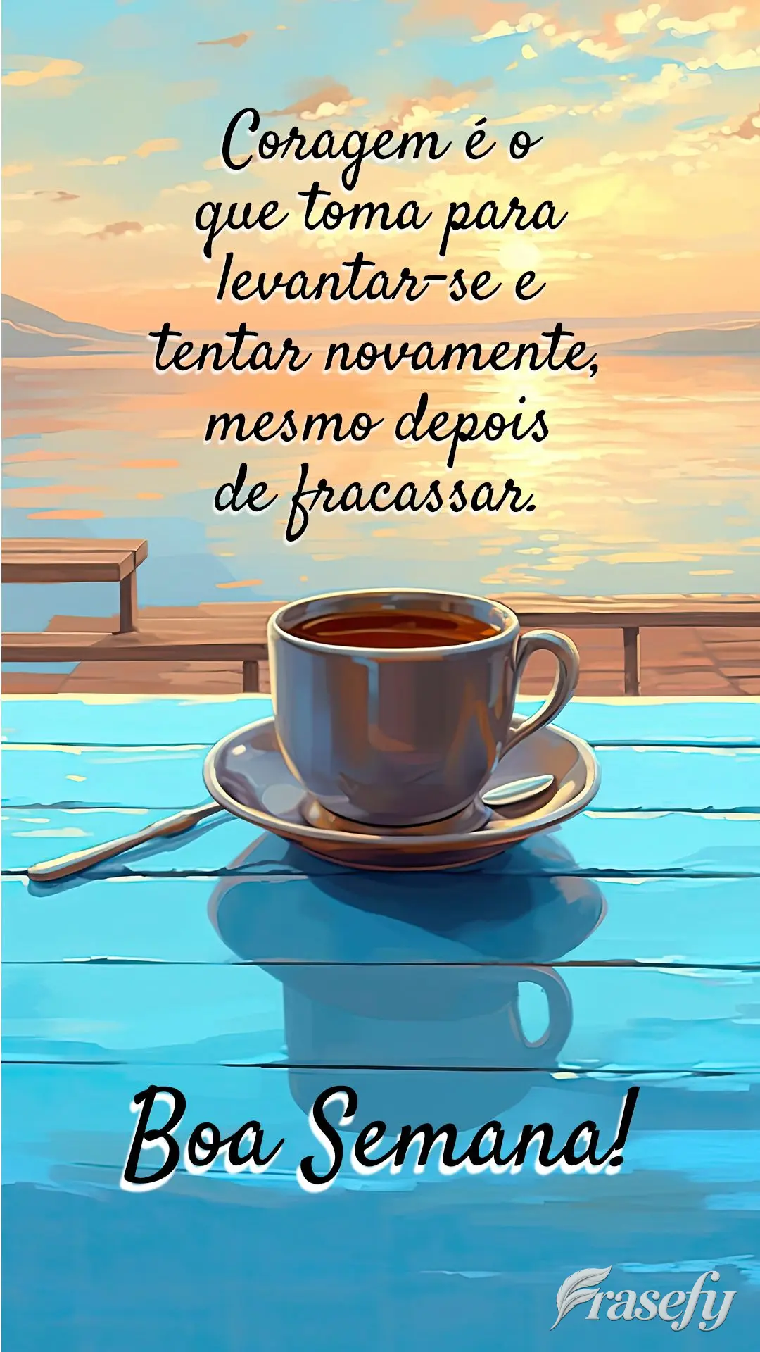 Coragem é o que toma para levantar-se e tentar novamente, mesmo depois de fracassar. Boa Semana!