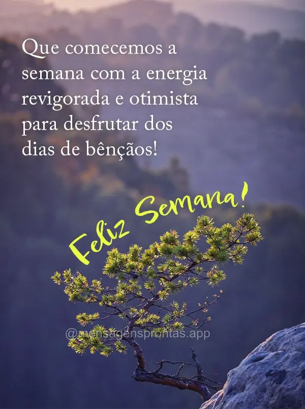 Que comecemos a semana com a energia revigorada e otimista para desfrutar dos dias de bênçãos! Feliz Semana!