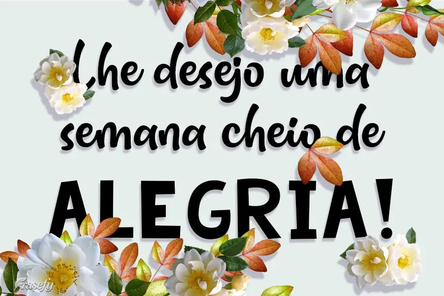 Te desejo uma SEMANA cheia de alegria!