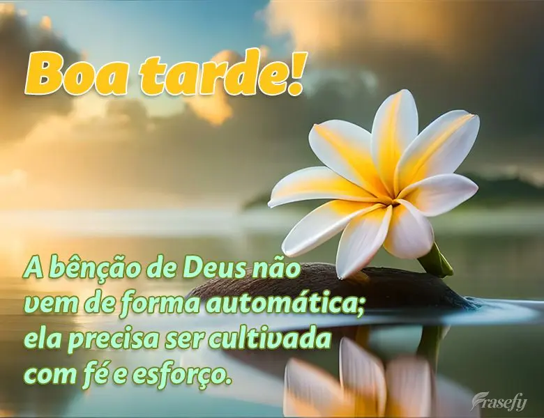 A bênção de Deus não vem de forma automática; ela precisa ser cultivada com fé e esforço. Boa tarde!