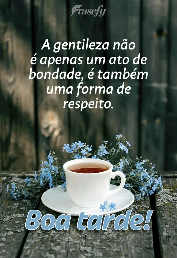 A gentileza não é apenas um ato de bondade, é também uma forma de respeito. Boa tarde! 