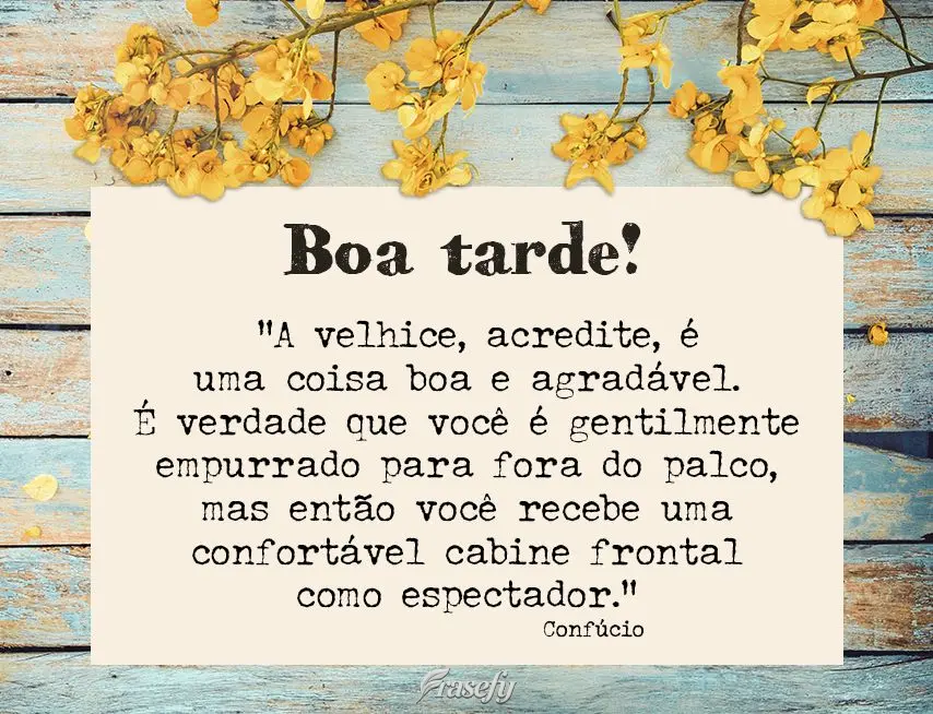 “A velhice, acredite, é uma coisa boa e agradável. É verdade que você é gentilmente empurrado para fora do palco, mas então você recebe uma conf...