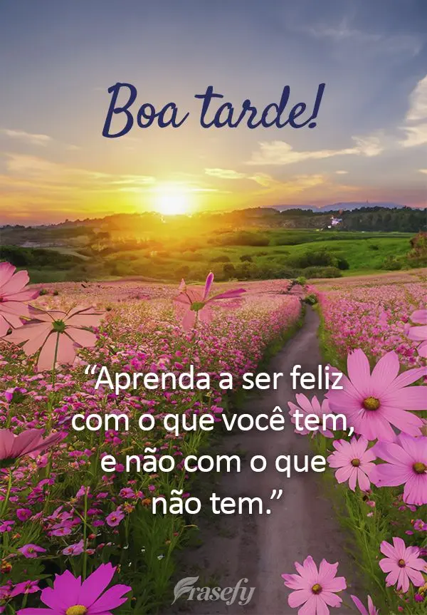 "Aprenda a ser feliz com o que você tem, e não com o que não tem." Boa tarde!