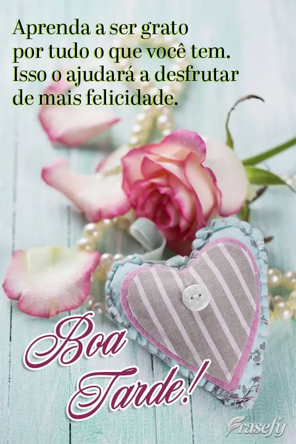 Aprenda a ser grato por tudo o que você tem. Isso o ajudará a desfrutar de mais felicidade. Boa tarde!