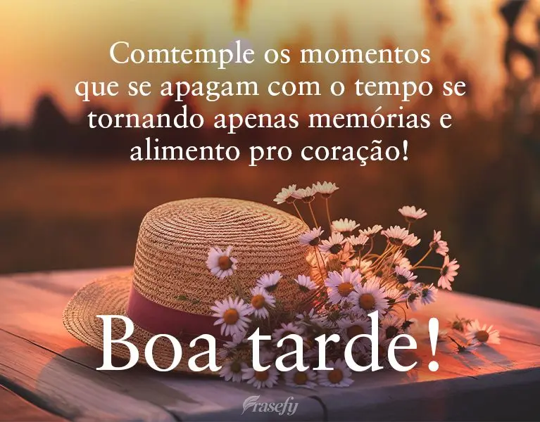 Comtemple os momentos que se apagam com o tempo se tornando apenas memórias e alimento pro coração! Boa tarde!