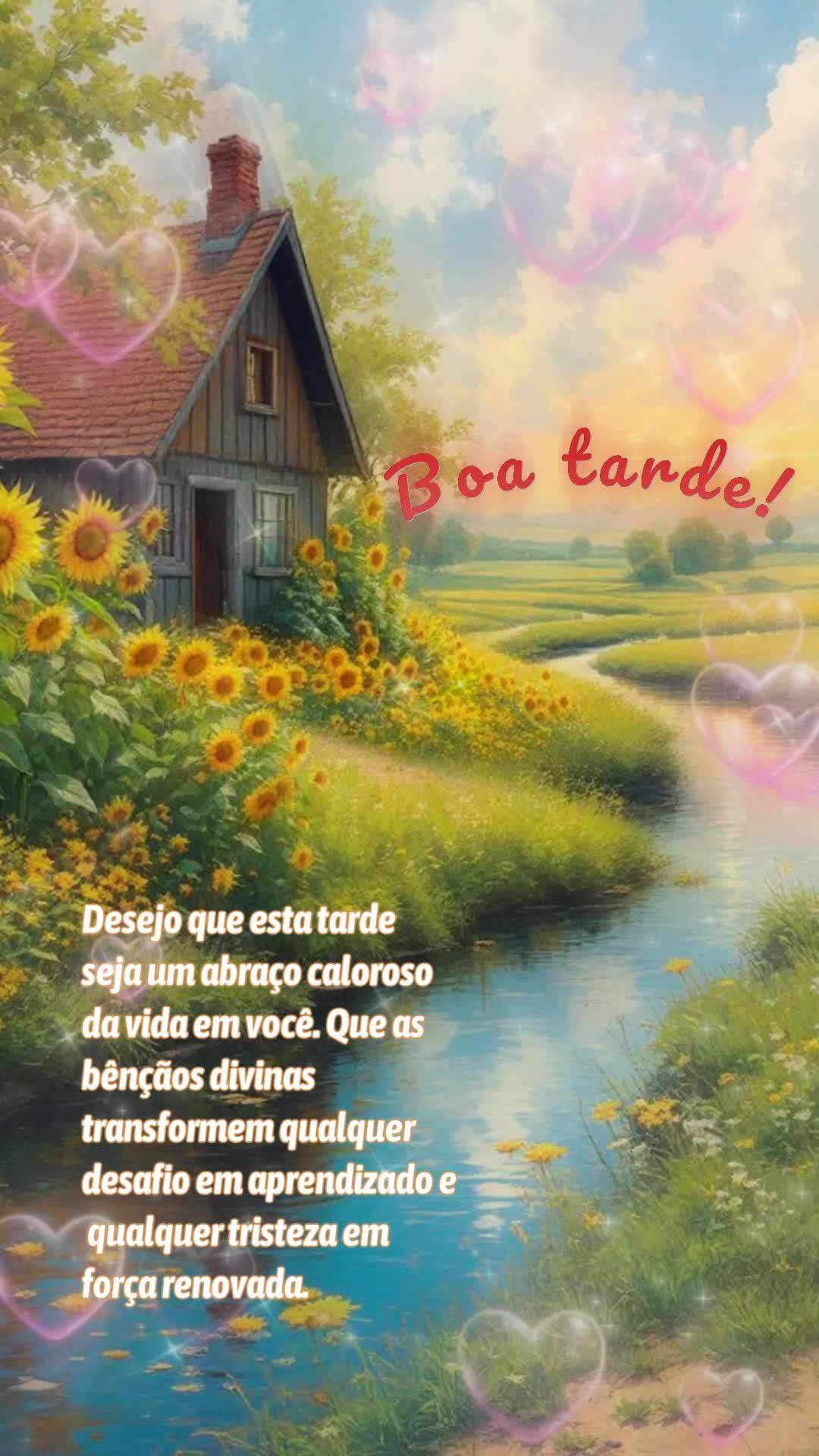 Desejo que esta tarde seja um abraço caloroso da vida em você. Que as bênçãos divinas transformem qualquer desafio em aprendizado e qualquer tristez...
