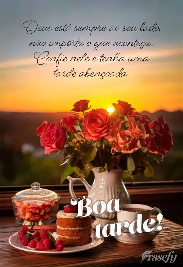 Deus está sempre ao seu lado, não importa o que aconteça. Confie nele e tenha uma tarde abençoada. Boa tarde!