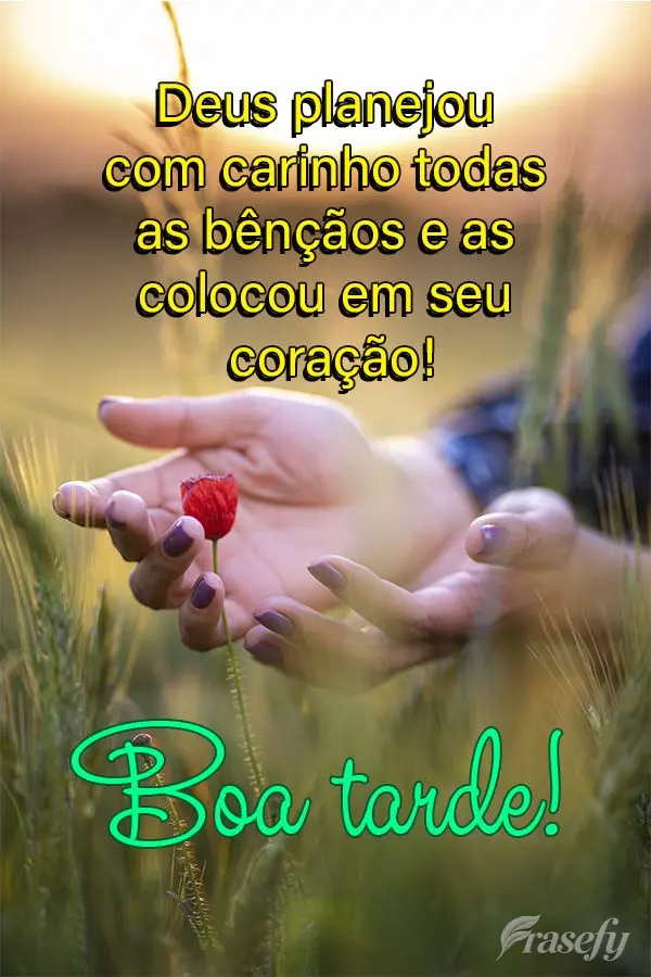 Deus planejou com carinho todas as bênçãos e as colocou em seu coração! Boa tarde! 