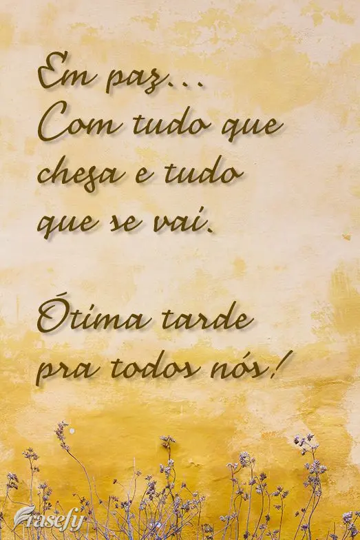 Em paz... Com tudo que chega e tudo que se vai. Ótima tarde pra todos nós! 
