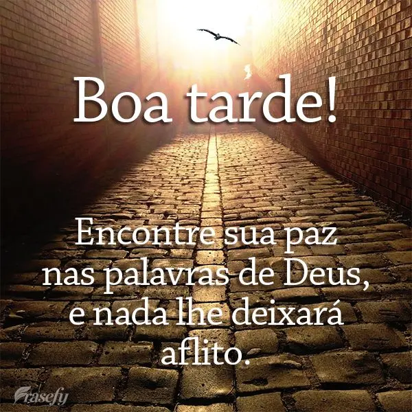 Encontre sua paz nas palavras de Deus, e nada lhe deixará aflito. Boa tarde!