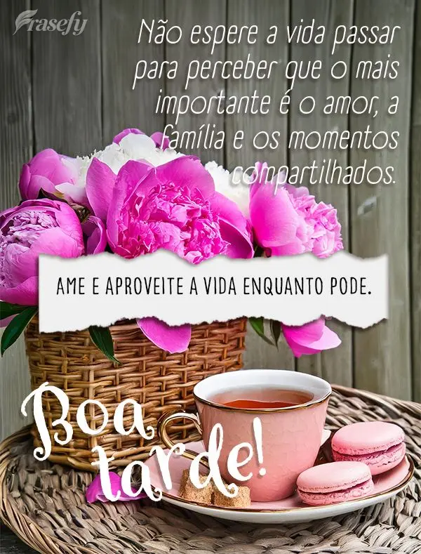 Não espere a vida passar para perceber que o mais importante é o amor, a família e os momentos compartilhados. Ame e aproveite a vida enquanto pode. B...