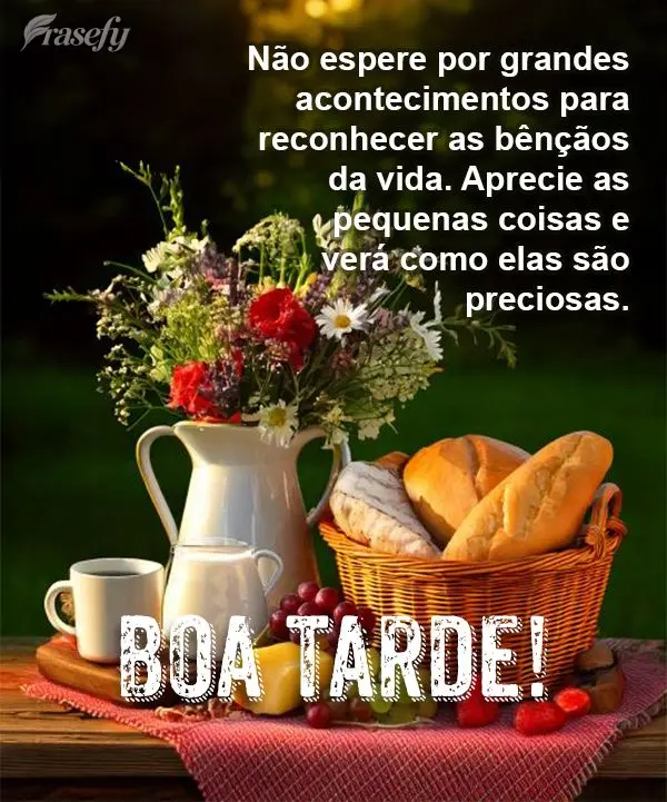 Não espere por grandes acontecimentos para reconhecer as bênçãos da vida. Aprecie as pequenas coisas e verá como elas são preciosas. Boa tarde!