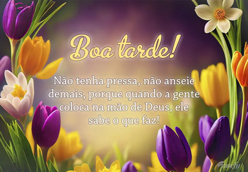 Não tenha pressa, não anseie demais, porque quando a gente coloca na mão de Deus, ele sabe o que faz! Boa tarde! 