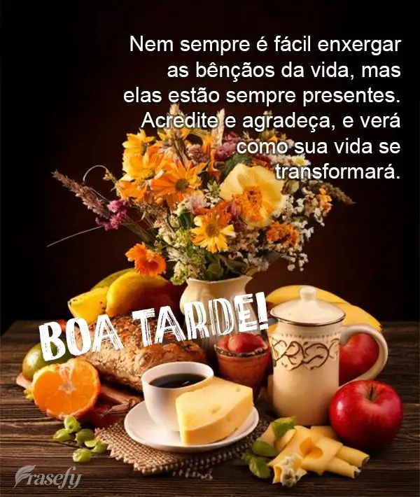 Nem sempre é fácil enxergar as bênçãos da vida, mas elas estão sempre presentes. Acredite e agradeça, e verá como sua vida se transformará. Boa ...