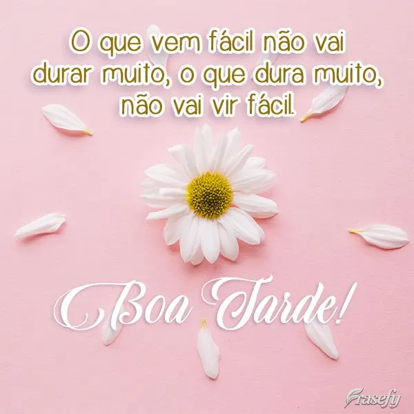 O que vem fácil não vai durar muito, o que dura muito, não vai vir fácil. 
 Boa Tarde!