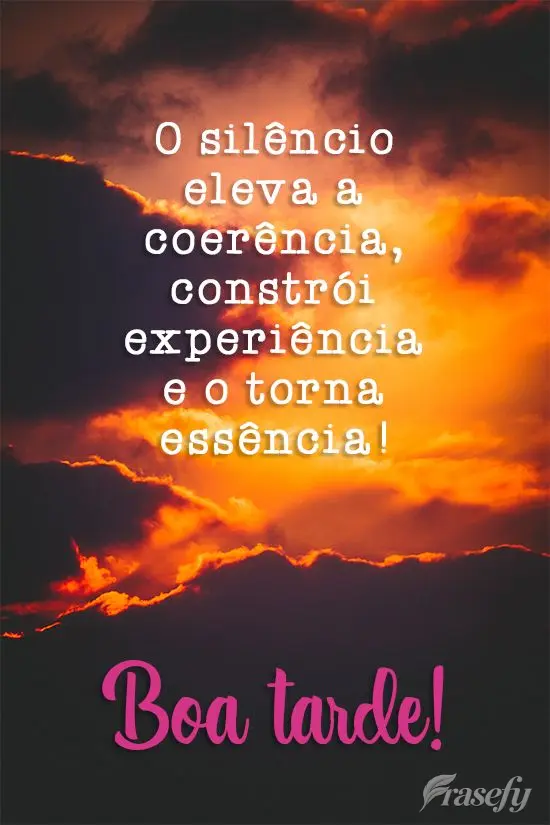 O silêncio eleva a coerência, constrói experiência e o torna essência! 
 Boa  Tarde!
