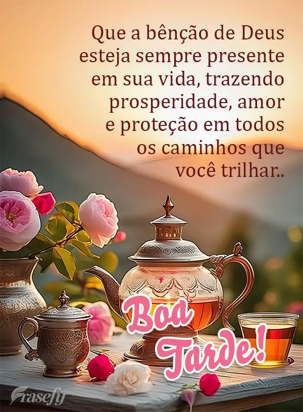Que a bênção de Deus esteja sempre presente em sua vida, trazendo prosperidade, amor e proteção em todos os caminhos que você trilhar. Boa tarde!...