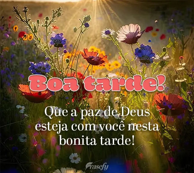Que a paz de Deus esteja com você nesta bonita tarde! Boa tarde!