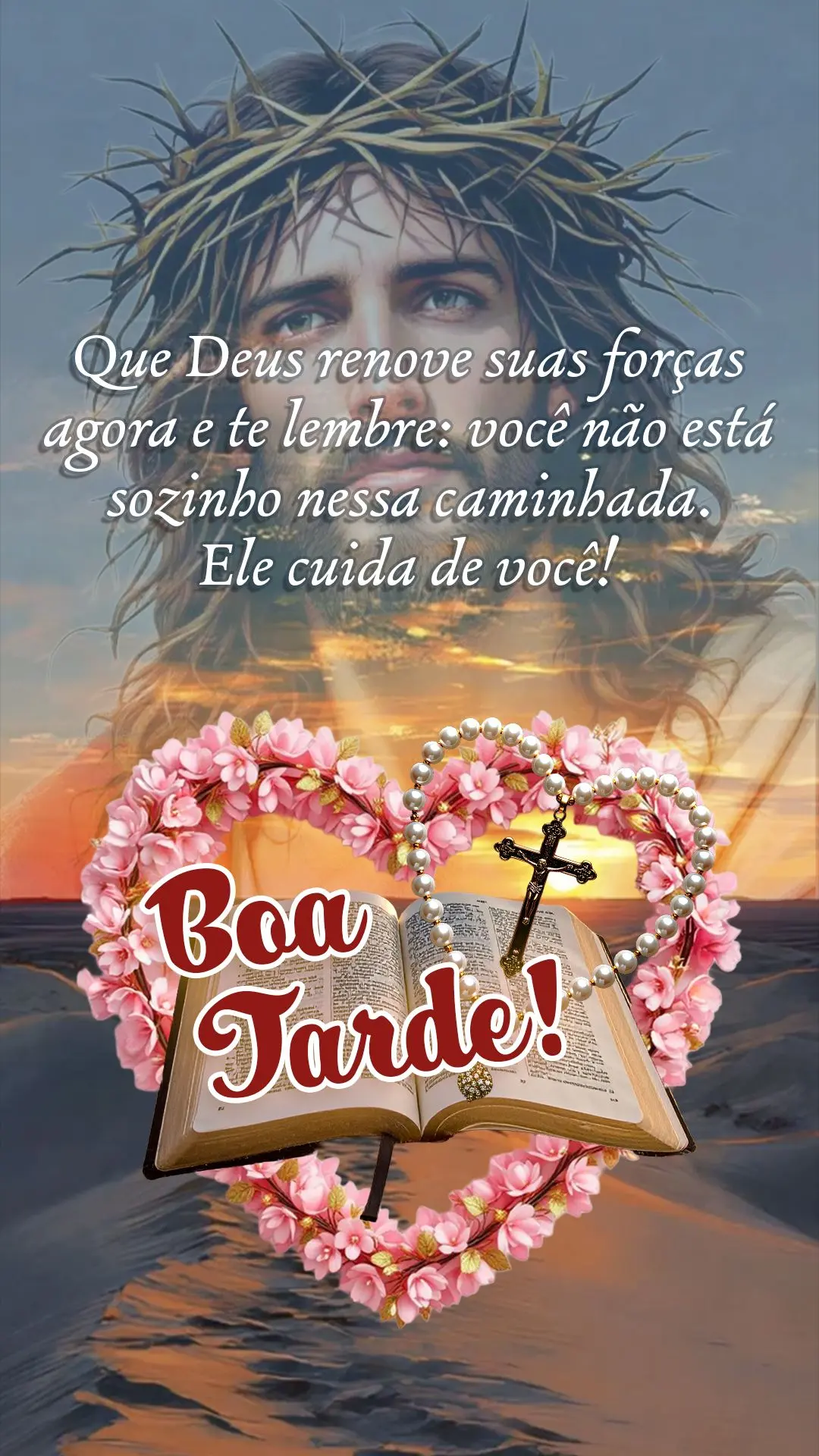 Boa tarde! Que Deus renove suas forças agora e te lembre: você não está sozinho nessa caminhada. Ele cuida de você! 🙏☀️