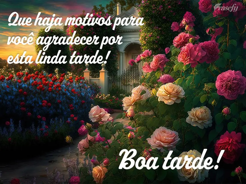 Que haja motivos para você agradecer por esta linda tarde! Boa tarde!