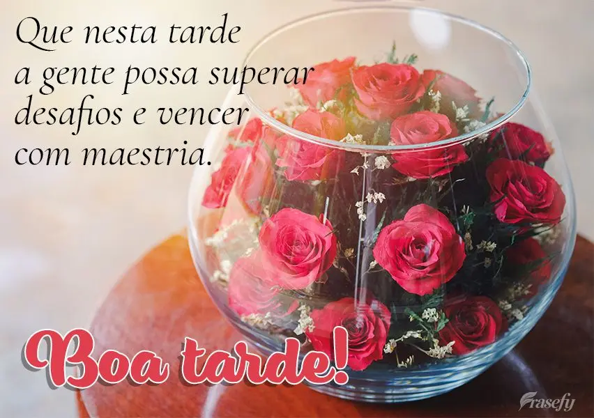 Que nesta tarde a gente possa superar desafios e vencer com maestria. Boa tarde!